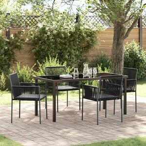 Kert étkező szett 5 pcs Fekete PE Rattan