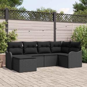 Kerti Kanapé Szett párnával 6 pcs Fekete Poli rattan