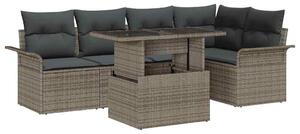 Kerti Kanapé Szett párnával tárolóval 6 pcs Szürke Poly Rattan