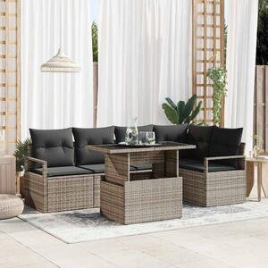 Kerti Kanapé Szett párnával tárolóval 6 pcs Szürke Poli rattan