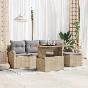 Kerti Kanapé Szett tárolóval 6 pcs Bézs Poli rattan