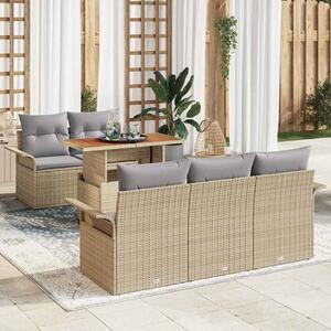 Kerti Kanapé Szett tárolóval 6 pcs Bézs Poli rattan