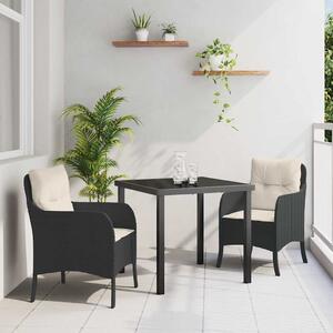Kert étkező szett párnával 3 pcs Fekete polirattan