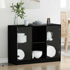 VidaXL Oldalszekrény Fekete Tölgy 102x37x75,5 cm Mérnöki Fa