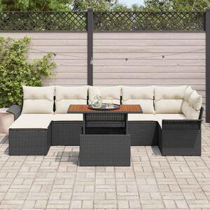 Kerti Kanapé Szett tárolóval 8 pcs Fekete Poli rattan