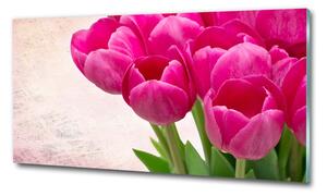 Egyedi üvegkép Rózsaszín tulipánok