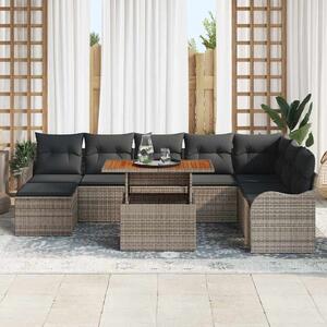 Kerti Kanapé Szett tárolóval 9 pcs Szürke Poli rattan