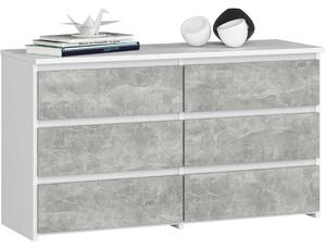 6 fiókos Komód P57_100 - fehér/beton