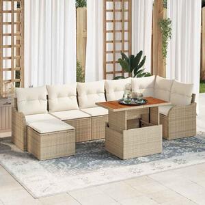 Kerti Kanapé Szett tárolóval 8 pcs Bézs Poli rattan