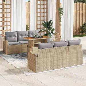 Kerti Kanapé Szett tárolóval 7 pcs Bézs Poli rattan