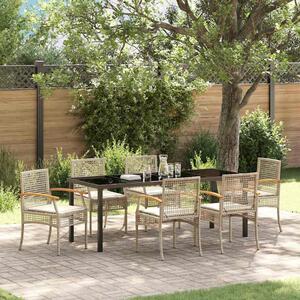 Kert étkező szett párnával 7 pcs Beige és fekete Rattan