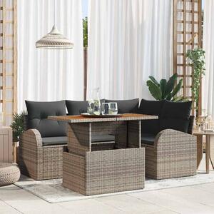 Kerti Kanapé Szett tárolóval 5 pcs Szürke Poli rattan