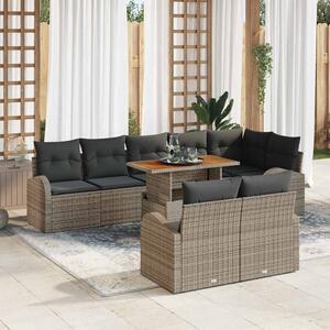 Kerti Kanapé Szett tárolóval 9 pcs Szürke Poli rattan