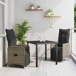 Kert étkező szett 3 pcs Szürke polirattan