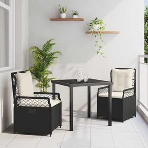 Kert étkező szett 3 pcs Fekete polirattan