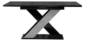 Asztal Goodyear 117, Fényes fekete, Beton, 75x90x120cm, Hosszabbíthatóság, Laminált forgácslap