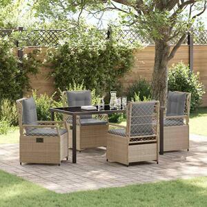 Kert étkező szett 5 pcs Beige és Világosszürke polirattan