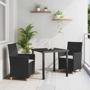 Kert étkező szett 3 pcs Fekete polirattan