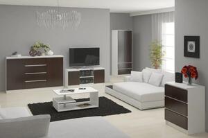 Gardróbszekrény fiókkal - Akord Furniture S60 - fehér / wenge