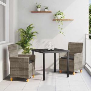 Kert étkező szett 3 pcs Szürke polirattan
