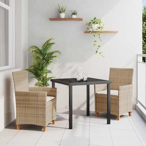 Kert étkező szett 3 pcs Bézs polirattan