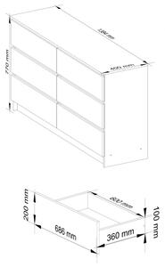 Komód - Akord Furniture K140-6 - wenge / sonoma tölgy