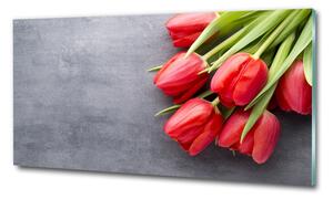Egyedi üvegkép Piros tulipánok