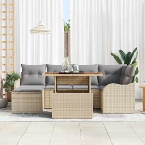 Kerti Kanapé Szett tárolóval 7 pcs Bézs Poli rattan