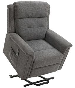 Fotel, Homcom, poliészter/acél/MDF, szürke