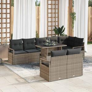 Kerti Kanapé Szett párnával tárolóval 9 pcs Szürke Poli rattan