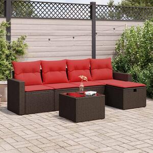 6 részes barna polyrattan kerti ülőgarnitúra párnával