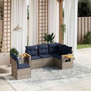 5 részes szürke polyrattan kerti ülőgarnitúra párnával