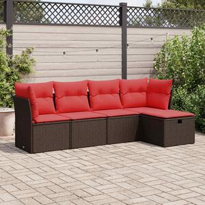 5 részes barna polyrattan kerti ülőgarnitúra párnával