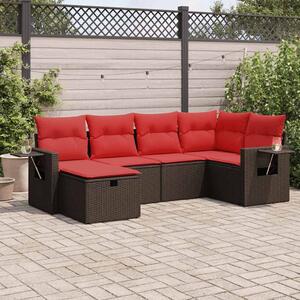 6 részes barna polyrattan kerti ülőgarnitúra párnával