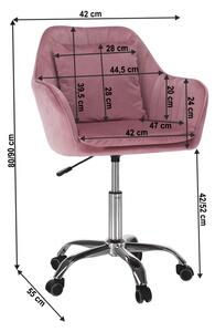Irodai szék, rózsaszín Velvet szövet|króm, KLIAN