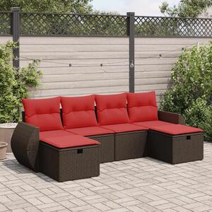 6 részes barna polyrattan kerti ülőgarnitúra párnával