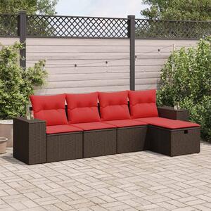 5 részes barna polyrattan kerti ülőgarnitúra párnával