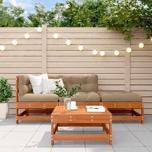 Kerti lounge szett 4 pcs Viaszbarna Tömör Fenyőfa