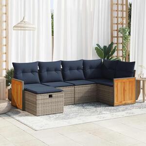 6 részes szürke polyrattan kerti ülőgarnitúra párnákkal