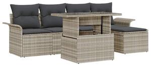 Kerti Kanapé Szett párnával 6 pcs Világosszürke Poli rattan