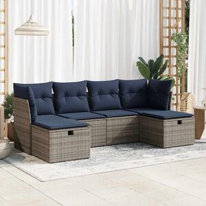 6 részes szürke polyrattan kerti ülőgarnitúra párnákkal