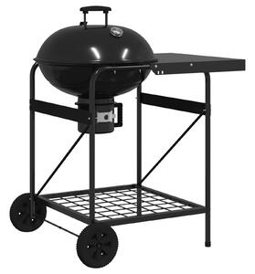 VidaXL Fekete Faszenes Grill Fiókkal és Tetővel 96x72x113 cm