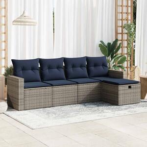 5 részes szürke polyrattan kerti ülőgarnitúra párnákkal