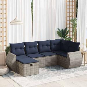 6 részes szürke polyrattan kerti ülőgarnitúra párnákkal