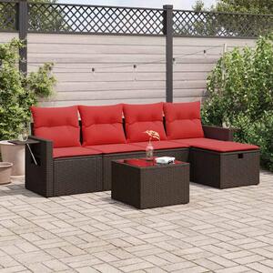 6 részes barna polyrattan kerti ülőgarnitúra párnával