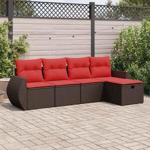 5 részes barna polyrattan kerti ülőgarnitúra párnával