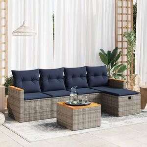 6 részes szürke polyrattan kerti ülőgarnitúra párnákkal
