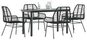 5 részes fekete polyrattan üveg kerti étkezőgarnitúra