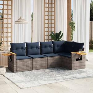 5 részes szürke polyrattan kerti ülőgarnitúra párnával