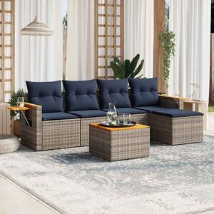 6 részes szürke polyrattan kerti ülőgarnitúra párnával